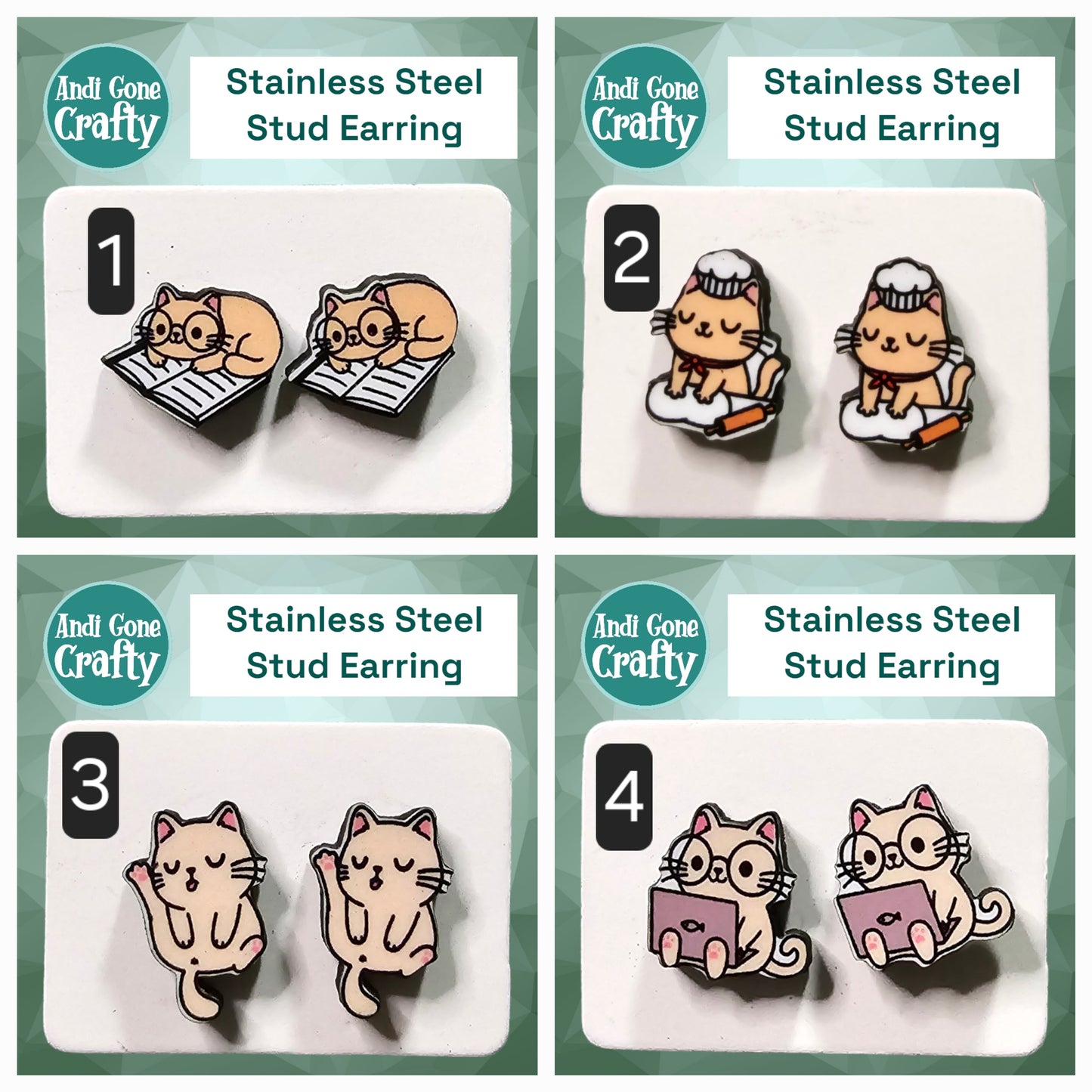 Cat - Stainless Steel Stud Earring