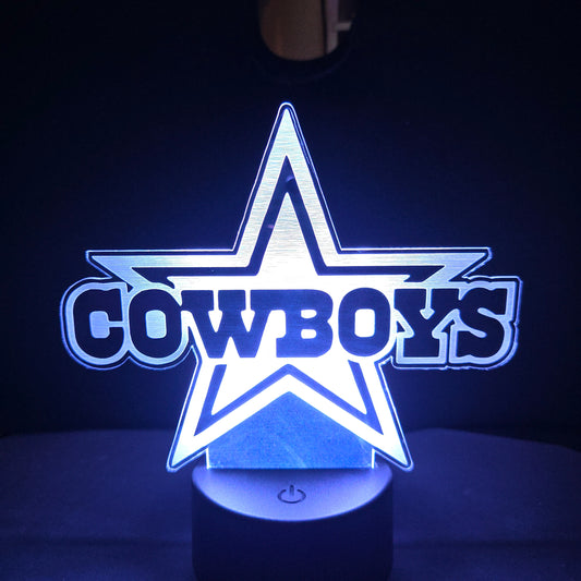 Cowboys - Acrylic Color Changing Night Light (Base and Remote Included)