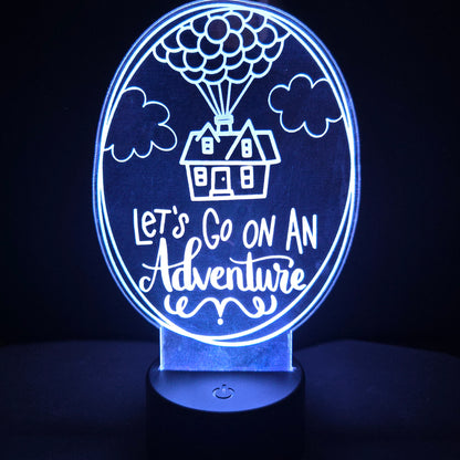 Up House [Let's go on an Adventure] - Acrylic Color Changing Night Light (Base and Remote Included)