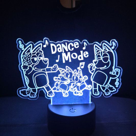 Bluey Dance Mode - Acrylic Color Changing Night Light (Base and Remote Included)