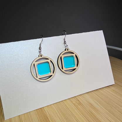 Wood Window [Iridescent Acrylic Inlay] Earrings