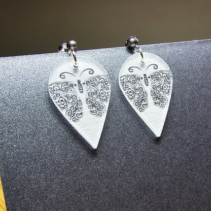 Butterfly Teardrop - Clear Frosted Acrylic Earrings