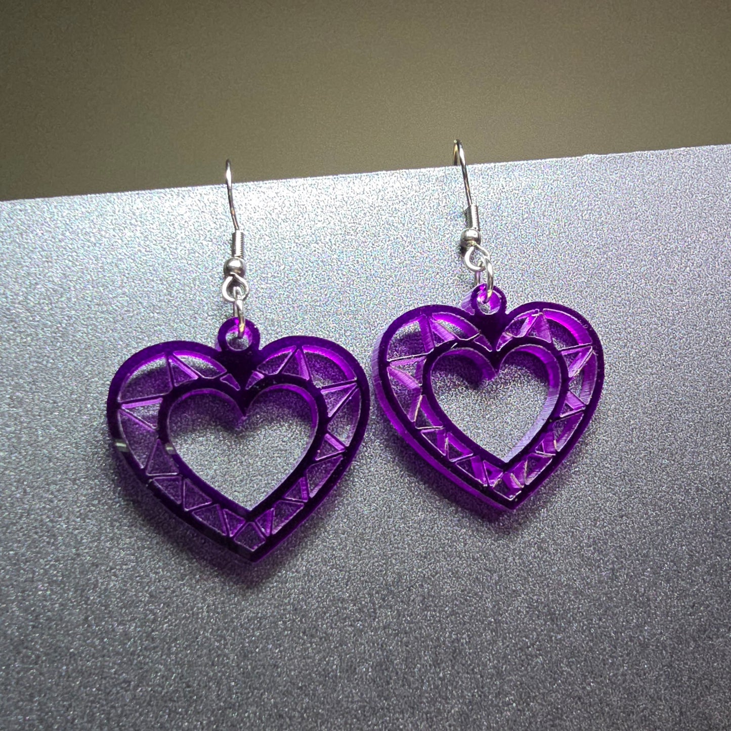 Heart - Purple Translucent Acrylic Earrings