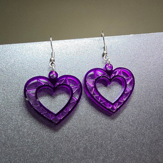 Heart - Purple Translucent Acrylic Earrings
