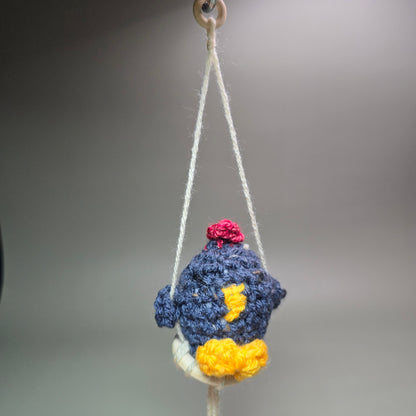 Hanging Crochet Chicken [Dark Grey Swing] by LCRoo