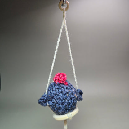 Hanging Crochet Chicken [Dark Grey Swing] by LCRoo