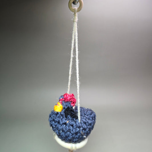 Hanging Crochet Chicken [Dark Grey Nesting] by LCRoo