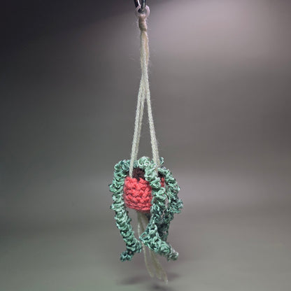 Hanging Crochet Plants [Terra Cotta Pot w/ Light Green] by LCRoo