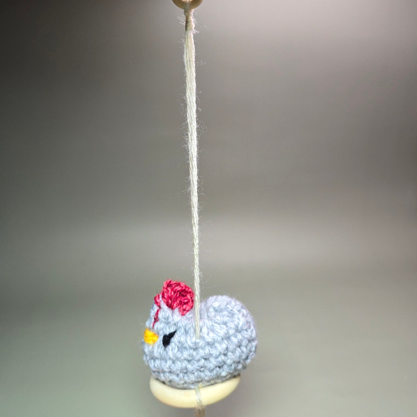 Hanging Crochet Chicken [Light Grey Nesting] by LCRoo