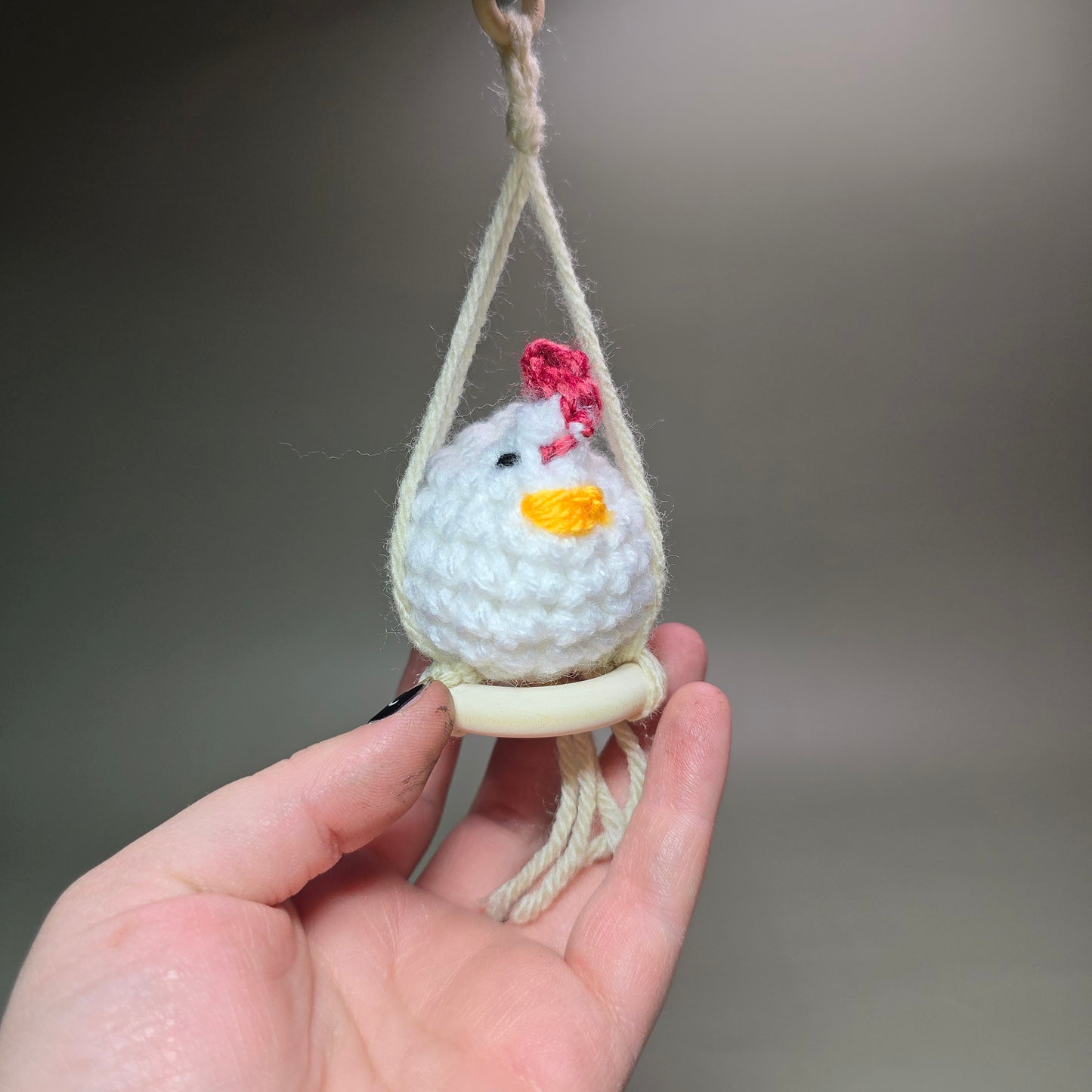 Hanging Crochet Chicken [White Nesting] by LCRoo