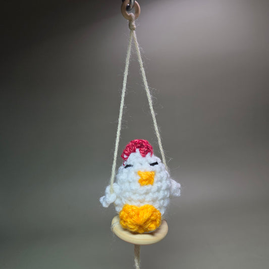 Hanging Crochet Chicken [White Swing] by LCRoo