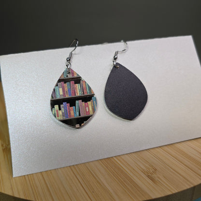 Two Shelf Teardrop Bookcase [Gun Metal Mirror Acrylic Book Inlay] Earrings