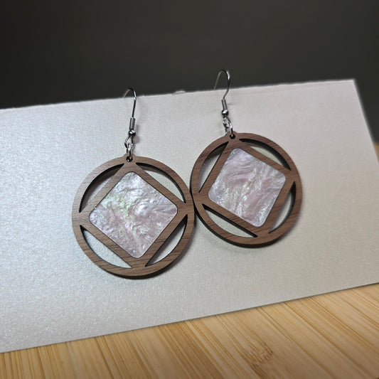 Wood Mirror [Light Pink Pearl Acrylic Acrylic Inlay] Earrings