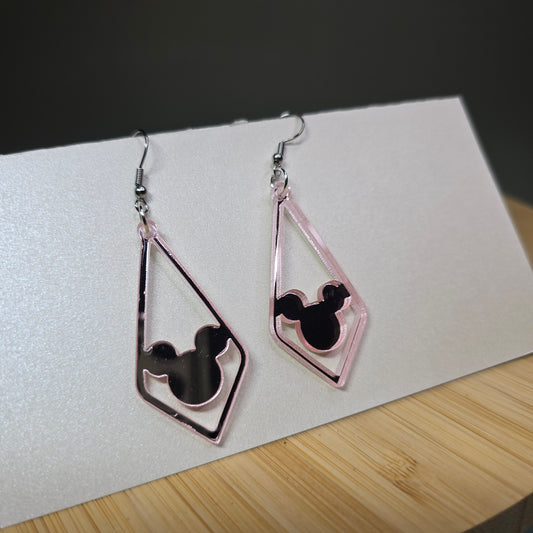 MM Diamond Pink Mirror Acrylic Earrings