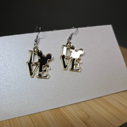 MM Love Gold Mirror Acrylic Earrings