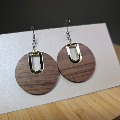 Boho Hoop [Half Walnut Wood / Gold Mirror Acrylic Inlay] Earrings