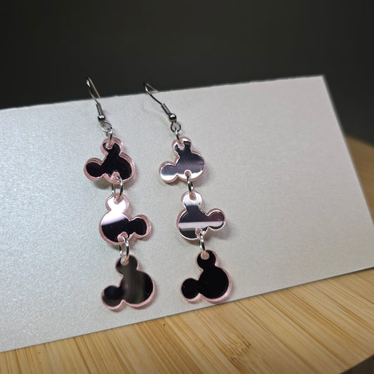 Pink Mirror Acrylic MM Tier Earrings