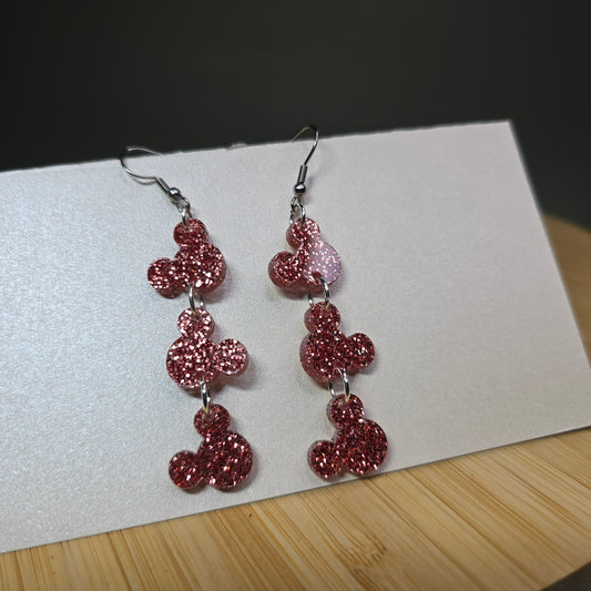 Pink Glitter Acrylic MM Tier Earrings