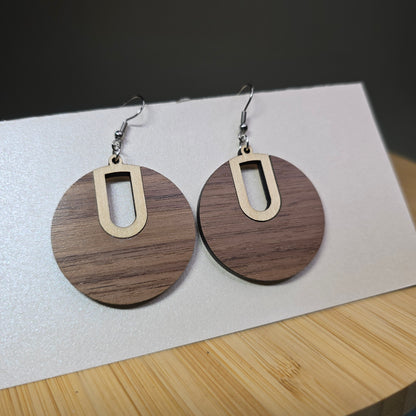 Boho Hoop [Half Walnut Wood / Maple Wood Inlay] Earrings