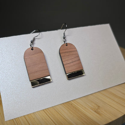 Half Wood Arch Tall [Gold Mirror Acrylic Inlay] Earrings