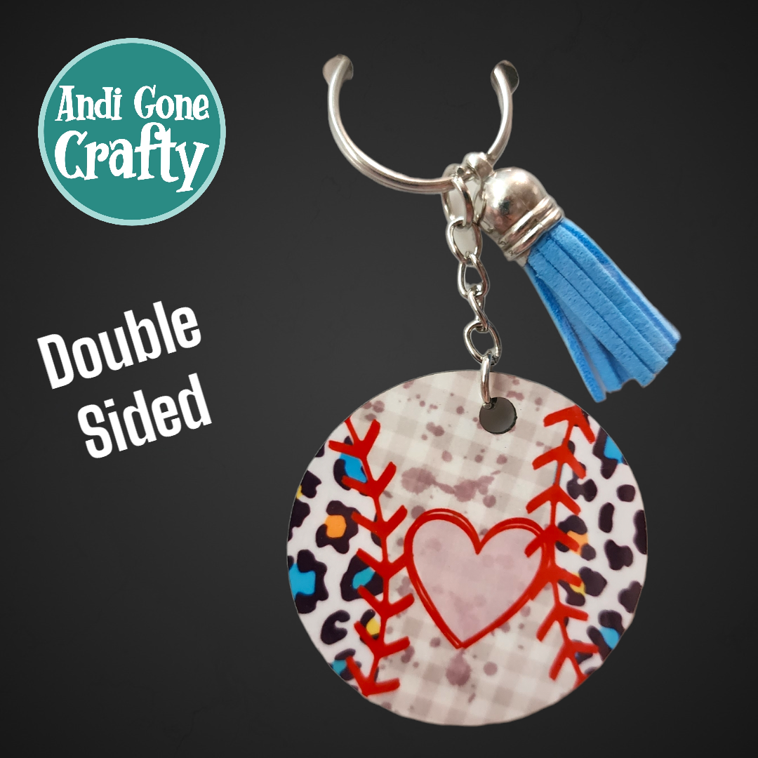 Double Sided Key Chain -2 in Circle - Style Baseball