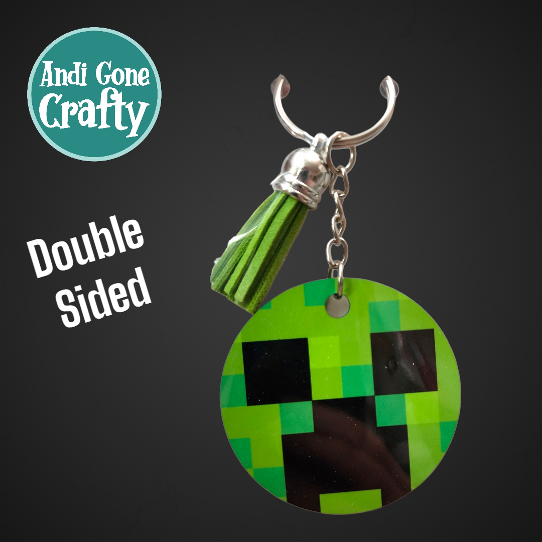 Double Sided Key Chain -2 in Circle - Style Minecraft - Character