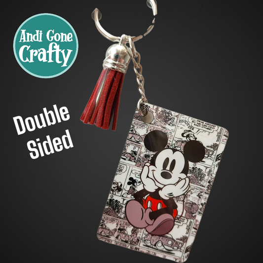 Double Sided Key Chain -1.5 x 2 in Rectangle - Style Mickey Comic - Character