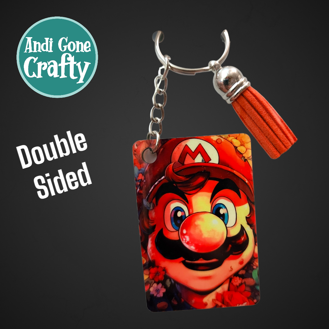 Double Sided Key Chain -1.5 x 2 in Rectangle - Style Mario - Character