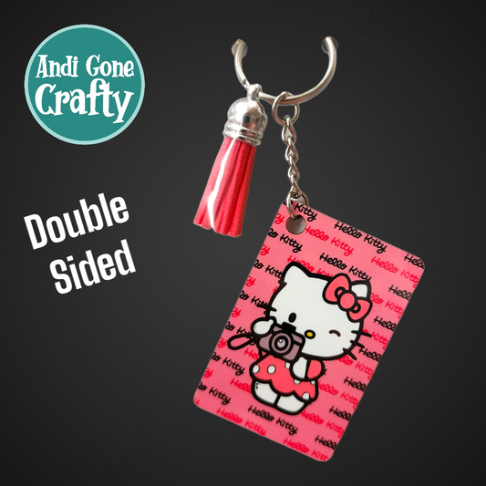 Double Sided Key Chain -1.5 x 2 in Rectangle - Style Hello Kitty Camera - Character