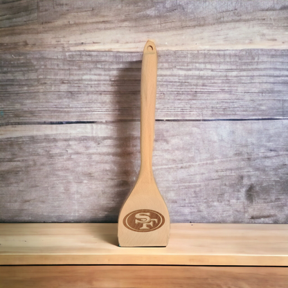 Cucharas de cocina de madera grabadas - Fútbol deportivo - 49ers (Diseñadas para colgar)