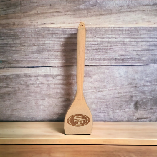 Engraved Wood Cooking Spoons - Sports Football - 49ers (Designed to hang)