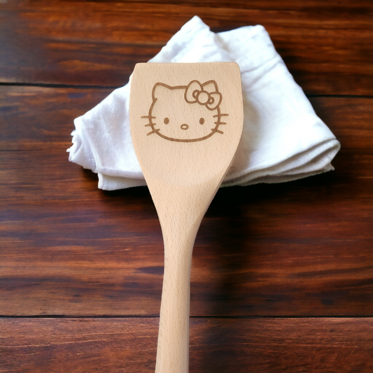 Cucharas de Cocina de Madera Grabadas - Personaje - Hello Kitty Head