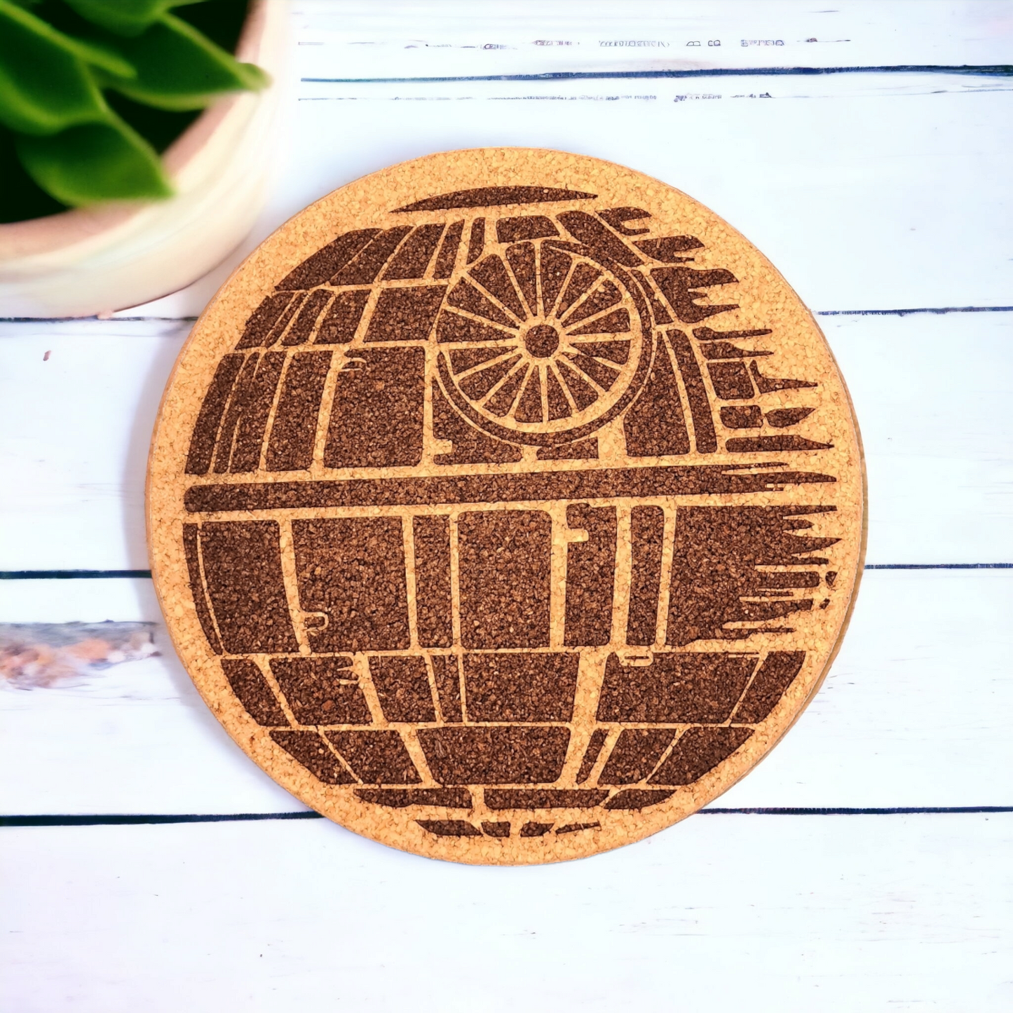 Death Star - Character - 7 inch Engraved Cork Trivets, Heat Pad, Coaster