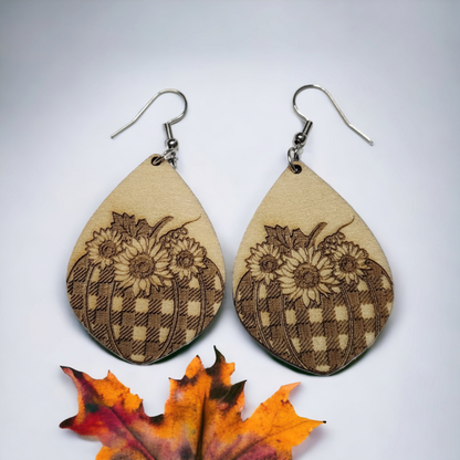 Pumpkin Fall Dangle Earring Stainless Steel Hooks