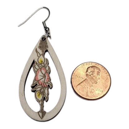 Arrow Flower Dangle Earring Stainless Steel Hooks