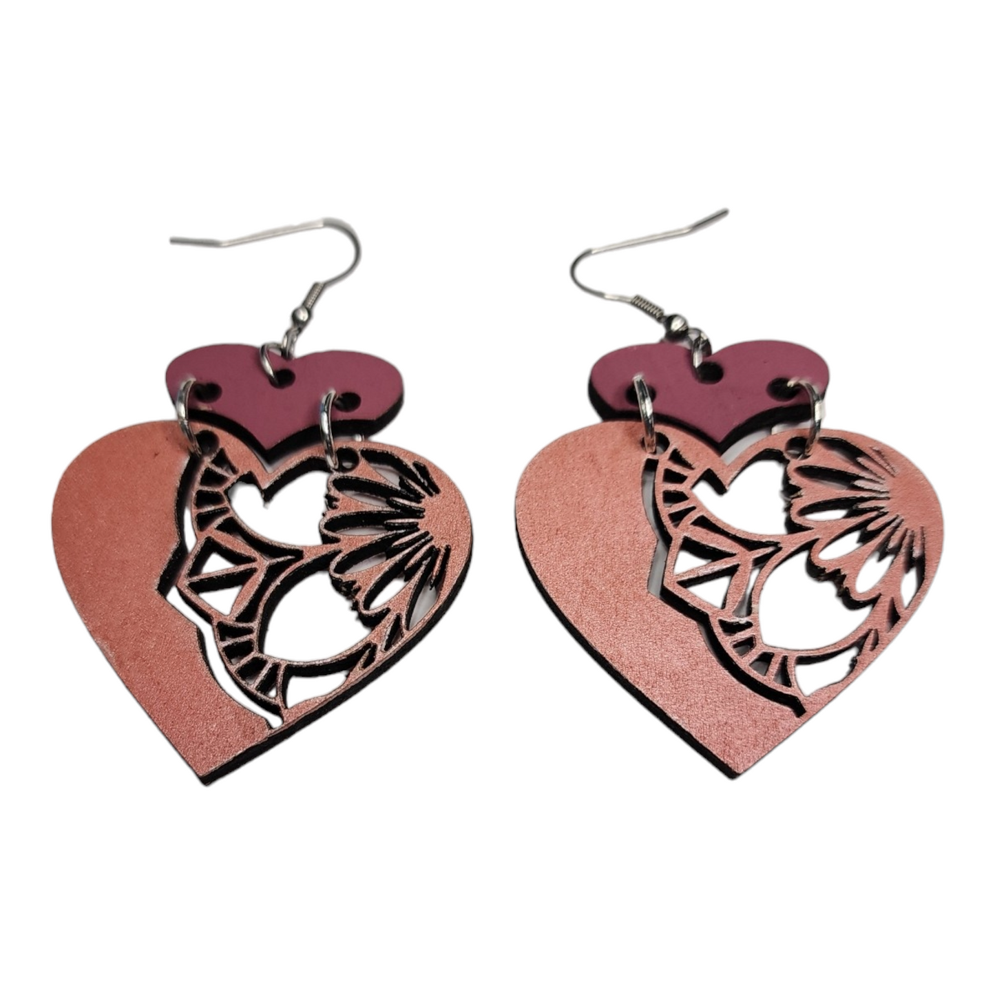 Heart Shape Dangle Earring Stainless Steel Hooks