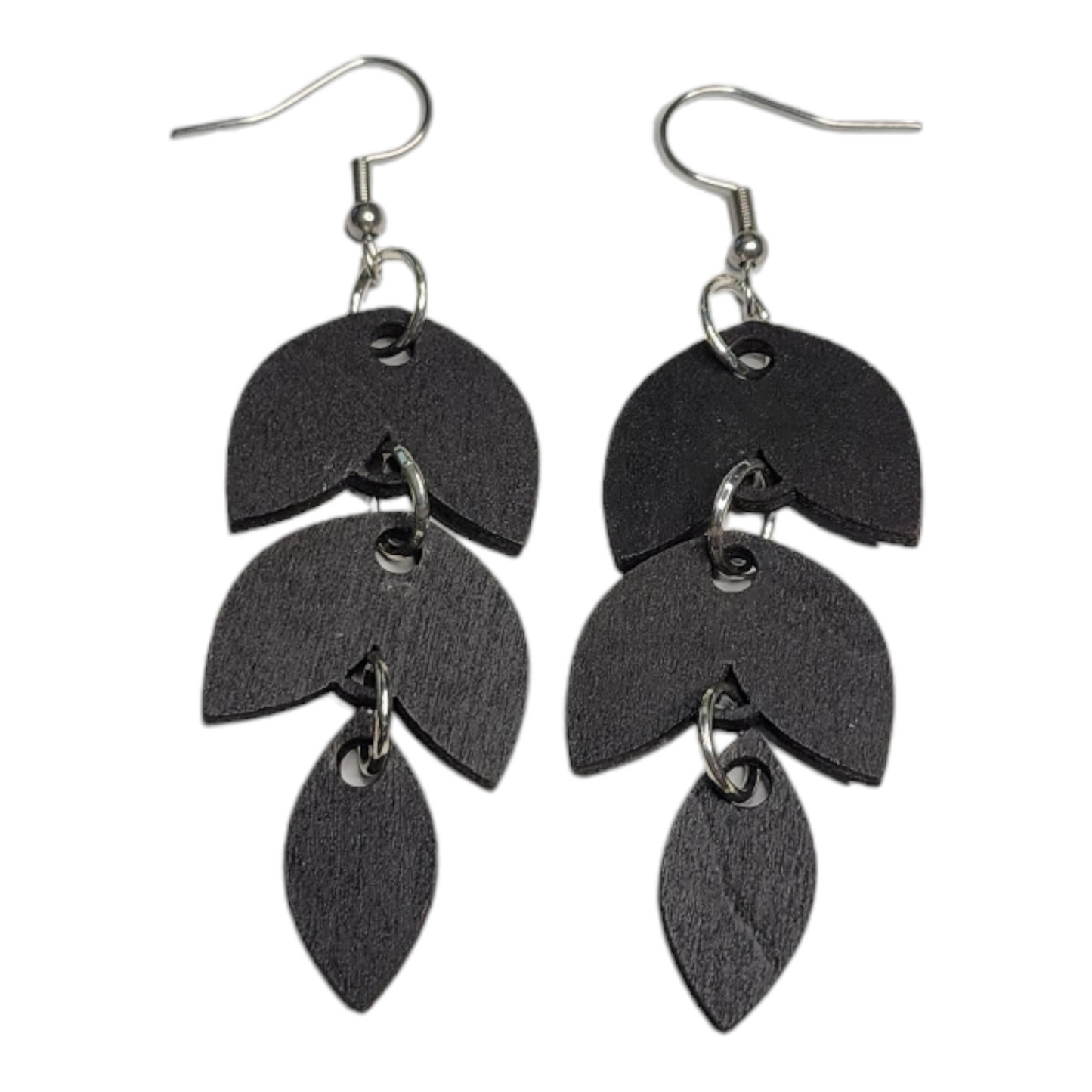 3 Tiered Leaf Nature Dangle Earring Stainless Steel Hooks