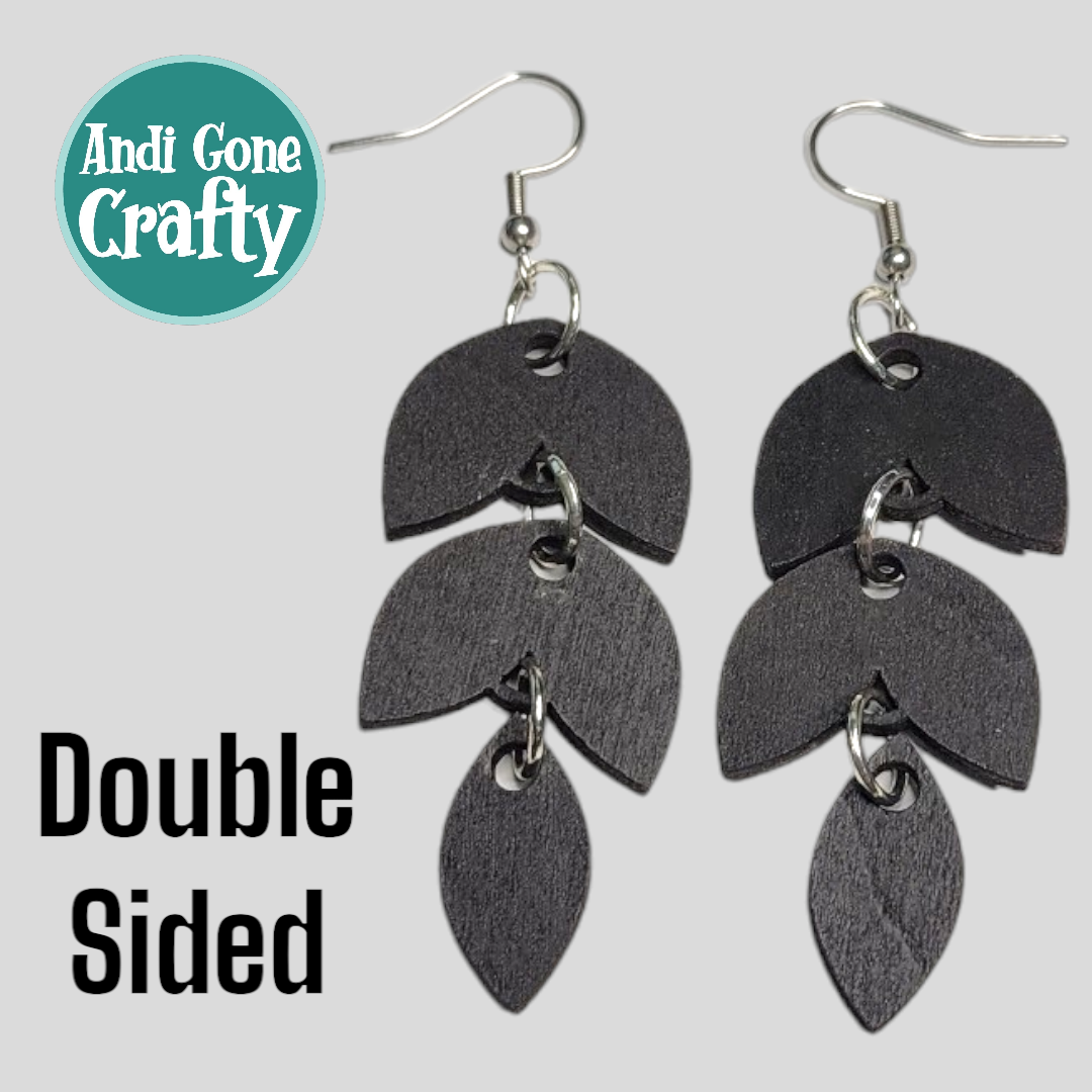 3 Tiered Leaf Nature Dangle Earring Stainless Steel Hooks