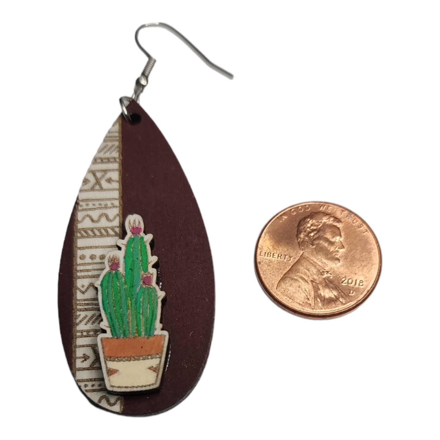 Aztec Planter Nature Dangle Earring Stainless Steel Hooks