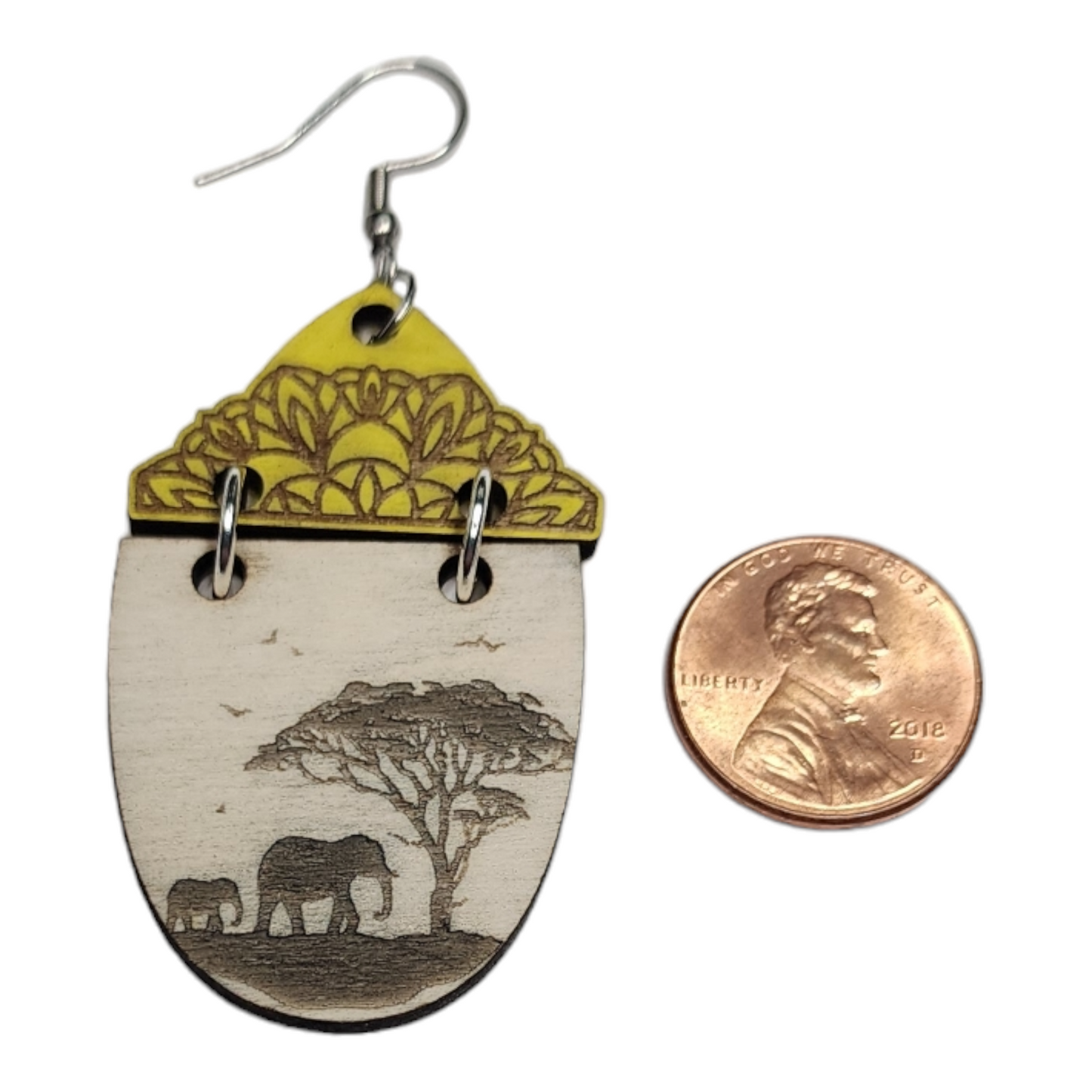 African Elephants Animal Dangle Earring Stainless Steel Hooks