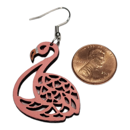 Flamingo 1 Bird Dangle Earring Stainless Steel Hooks