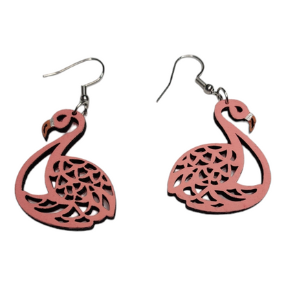 Flamingo 1 Bird Dangle Earring Stainless Steel Hooks