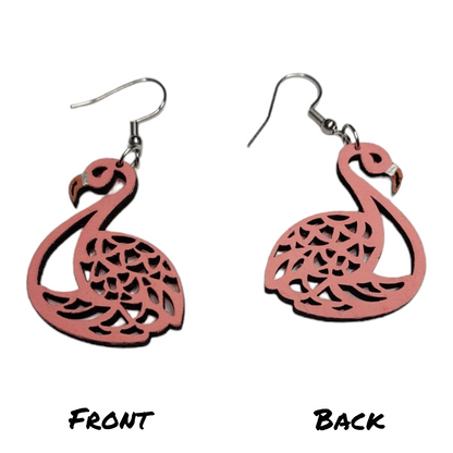 Flamingo 1 Bird Dangle Earring Stainless Steel Hooks