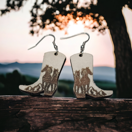 Zapato de vaquero con pendientes colgantes de granja de caballos, ganchos de acero inoxidable