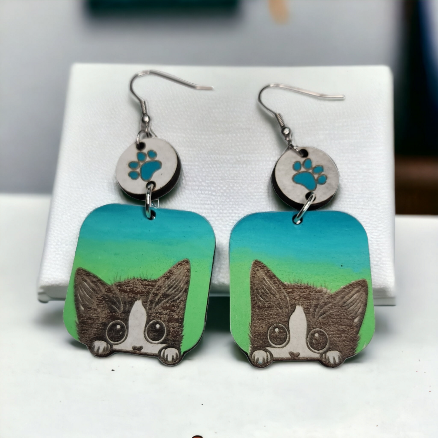 Cat Gradient Animal Earring Stainless Steel Hooks