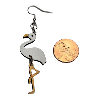 Egret Bird Dangle Earring Stainless Steel Hooks