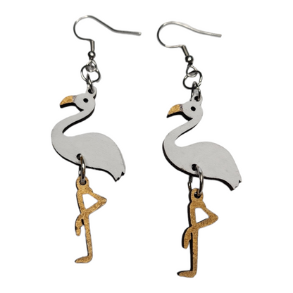 Egret Bird Dangle Earring Stainless Steel Hooks