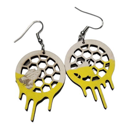 Bee Dripping Honey Dangle Earring Stainless Steel Hooks