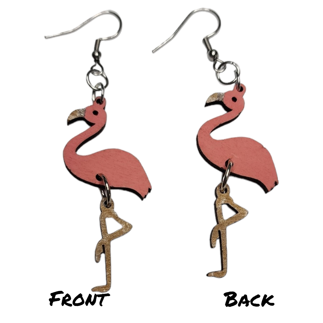 Flamingo Bird Dangle Earring Stainless Steel Hooks