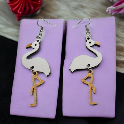 Egret Bird Dangle Earring Stainless Steel Hooks